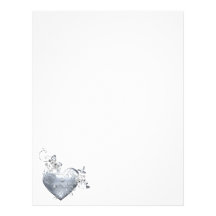 Silver Filigree Heart & White Roses Letterhead Template