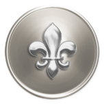 Silver  Fleur de Lis Envelope Seal Round Sticker