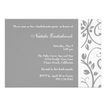 Silver Floral Vine Bachelorette Party Invitation invitations