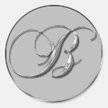 Silver Formal Wedding Monogram B Seal stickers