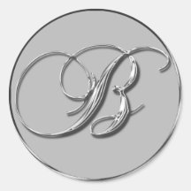 Silver Formal Wedding Monogram B Seal Stickers