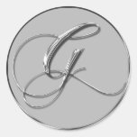 Silver Formal Wedding Monogram G Seal Stickers