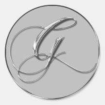 Silver Formal Wedding Monogram G Seal Stickers