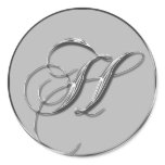 Silver Formal Wedding Monogram H Seal stickers