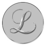 Silver Formal Wedding Monogram L Seal Sticker