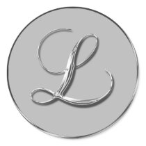 Silver Formal Wedding Monogram L Seal Sticker