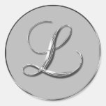 Silver Formal Wedding Monogram L Seal Sticker