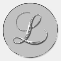 Silver Formal Wedding Monogram L Seal Sticker