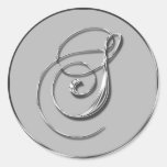 Silver Formal Wedding Monogram S Seal stickers
