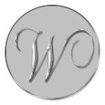 Silver Formal Wedding Monogram W Seal Stickers