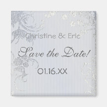 Silver Glimmer Save the Date Fridge Magnets