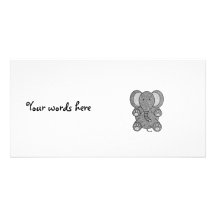 Silver glitter elephant photo card
