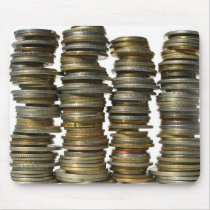 Silver Gold Coin Towers Mouse Pad