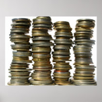 Silver Gold Coin Towers Posters