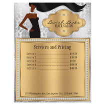 Silver Gold Damask African American Salon Flyer