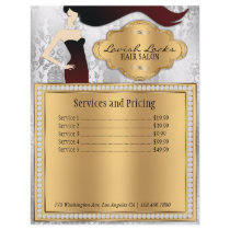 Silver Gold Damask Hair Salon Flyer