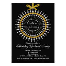 Silver & Gold Ornament Cocktail Christmas Party Invitation