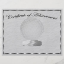Silver Golf Certificate of Achievement Custom Flyer
