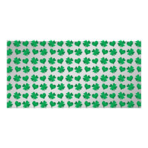 Silver green shamrocks and hearts personalized photo card
