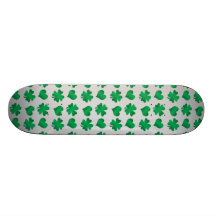 Silver green shamrocks and hearts skateboards
