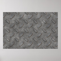 Silver Grey Diamond Plate Textured Posters