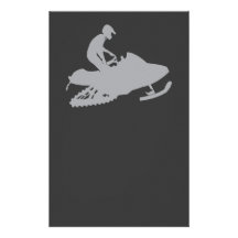 Silver Grey Snowmobiler Stationery Design