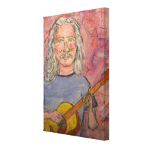 silver haired folk rocker stretched canvas print