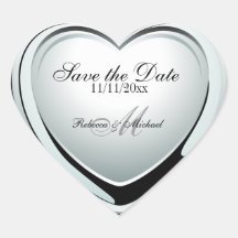 Silver Heart Pendant Save the Date Stickers