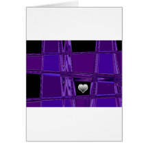 Silver Heart Purple Background Greeting Cards