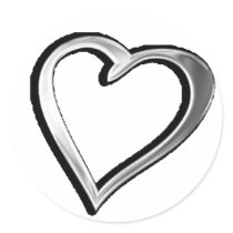 Silver Heart Stickers