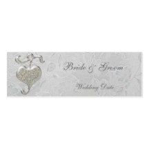 Silver Heart Thank You Wedding Favour Tag Business Card Templates