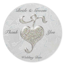 Silver Heart  Wedding Sticker