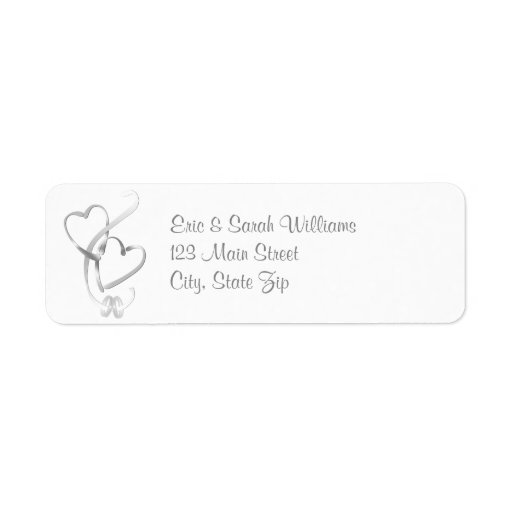 Silver Hearts Return Address Labels