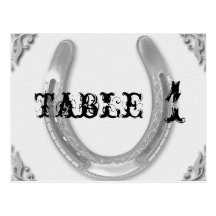 Silver Horseshoe on White Wedding Table Number Postcard