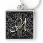 Silver Initial Black Renaissance Keychain