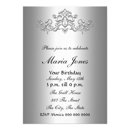 Silver Invitation Sweet sixteen 16