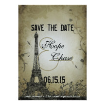 Silver Lights Eiffel Tower  Save the Date Custom Invitation