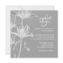 Silver Magnolia Blossoms Wedding Invitation
