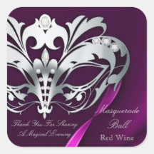 Silver Masquerade Pink  Party Sticker