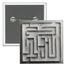 Silver maze pinback button