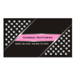 Silver metallic studs black pink business cards business cards