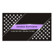 Silver metallic studs black purple business cards