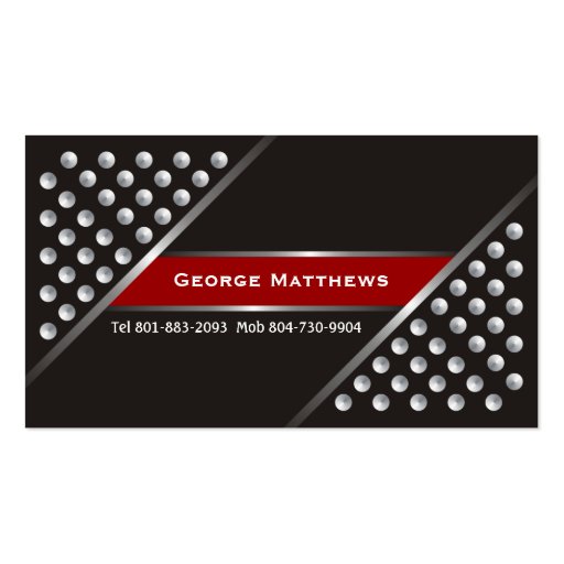 Silver metallic studs black red business cards