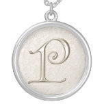 Silver Monogram Necklace - letter P