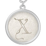 Silver Monogram Necklace - letter X