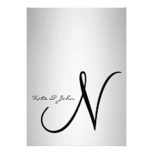 SILVER MONOGRAM WEDDING INVITATION TEMPLATE