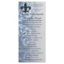 silver/navy "iron fleur de lis" WEDDING PROGRAM Rack Card
