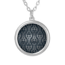 Silver Ornate Illustrations Custom Necklace