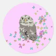 Silver Owl with Butterflies Stickers