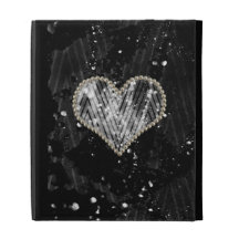 Silver Pearl Heart iPad Folio Covers